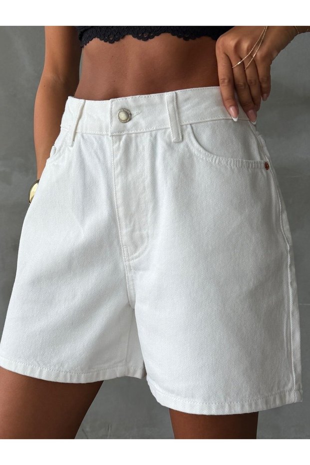 High Waist 100% Cotton Distressed Denim Shorts - Premium Jean Shorts