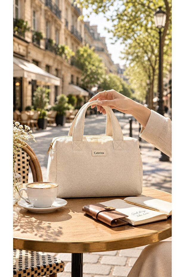 Vellora Canvas Cream Handbag