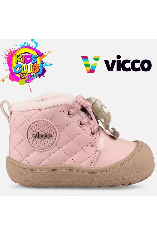 Neobi Rubber Sole Fur Orthopedic Children's Boots Pudra