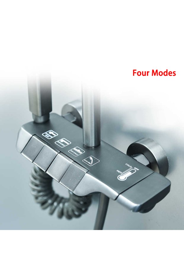 4Button (Shower Faucet Only) a Power-Free Shower System, Gray 2/3/4-Speed Piano Key Shower Faucet, I