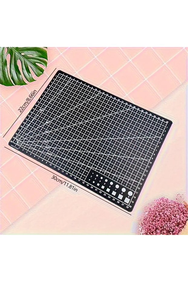 A4 Black thin version A4 Self-Healing Cutting Mat 1-Pack - Double-Sided Plastic Craft Board with Gri