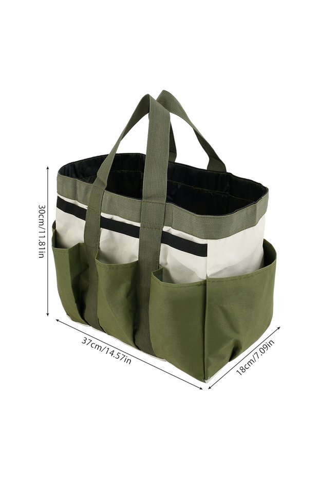 Dark Green Garden Tool Storage Bag 600D Oxford Cloth Large Capacity Tool Organizer Bag with Multiple