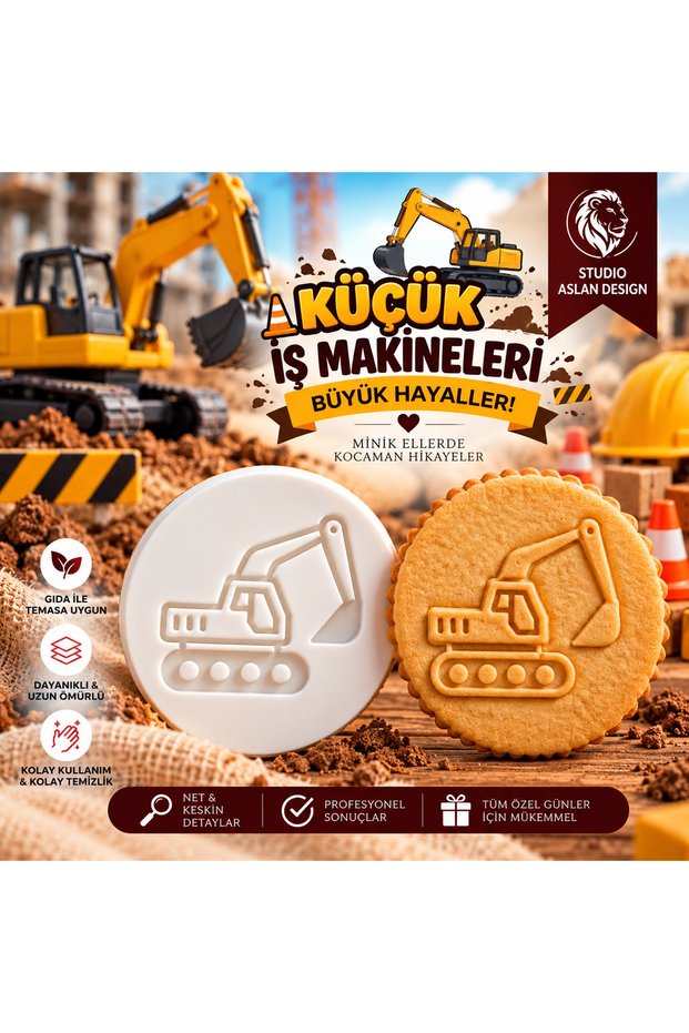 Excavator Scoop Sugar Pulp Printing Mold 7 cm | Business Machine Themed Cookie and Cupcake Decorating Mold | Birthday
