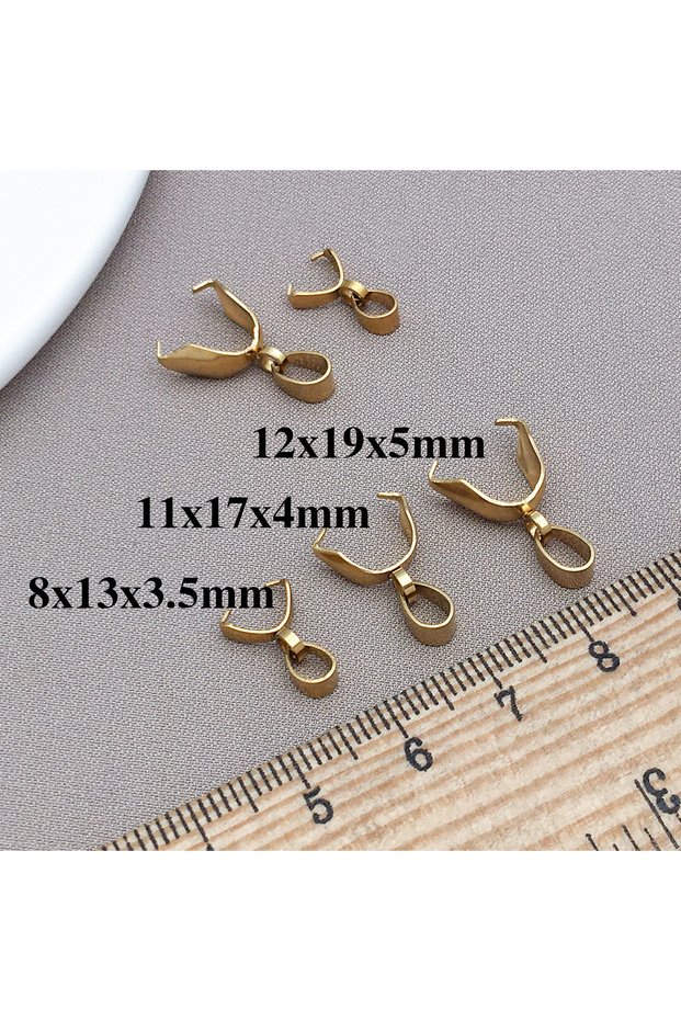 11x17x4mm golden 10pcs Stainless Steel Charms Clip Clasps Pinch Bail Clip for Necklace Pendants Co