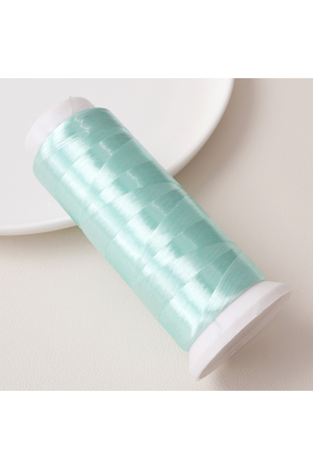 about1200m Aqua Blue About 1200M/roll Polyester Knotless Velvet, Wrapped With Flower Thread, Sewing