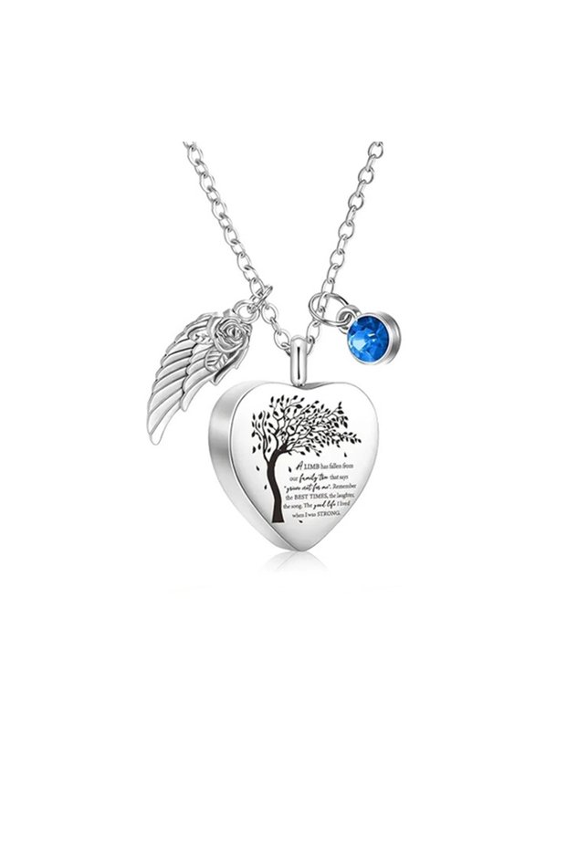 Heart-Blue 3 Styles Urn Necklace for Ashes Cremation Keepsake Necklace for Ashes of Loved Heart Cros