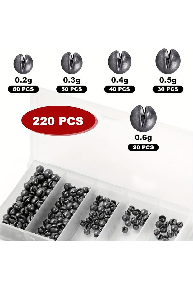 220pcs with box TAKBAS 220PCS Split Shot Fishing Weights, Lead Fly Fishing Weights, Split Shot Carp