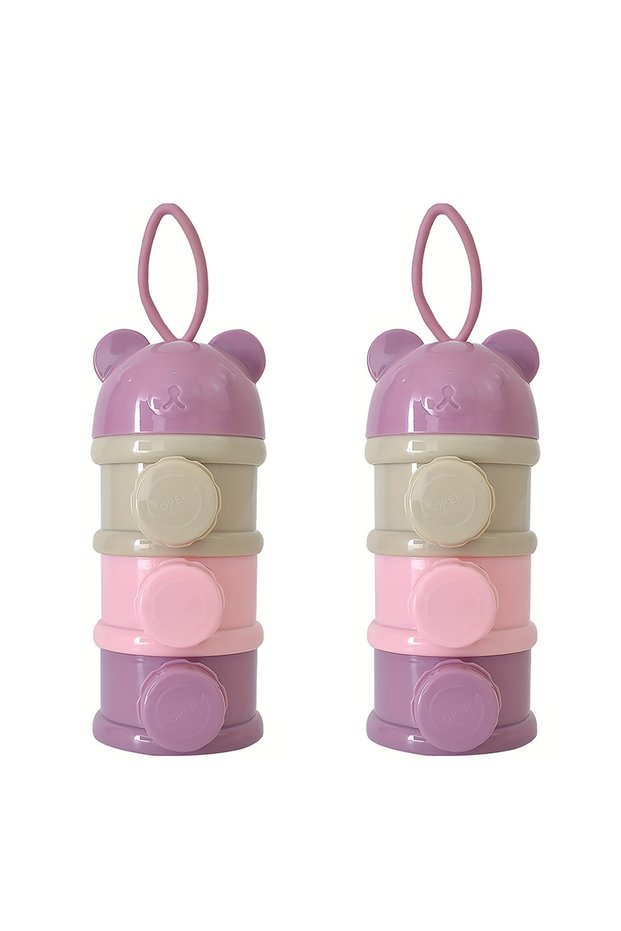 2pcs-Pink Large Capacity Baby Milk Powder Container with Strap, Baby Formula Dispenser, Stackable Fo