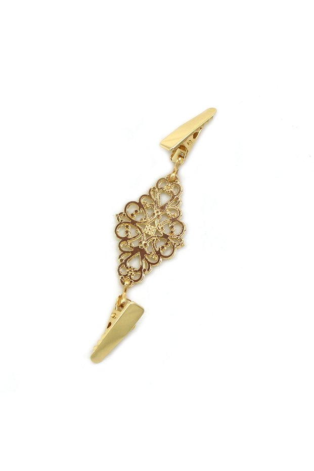 Gold Retro Sweater Clips Fasteners Flower Pattern Cardigan Dress Shirts Collar Brooch Clips Back Cin