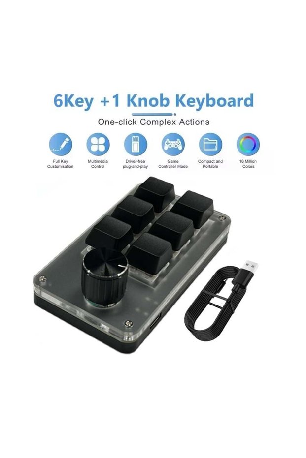 6keys black 3/6 Keys 1 Knob Mini Macro Mechanical Keyboard USB RGB Gaming Custom Programming K