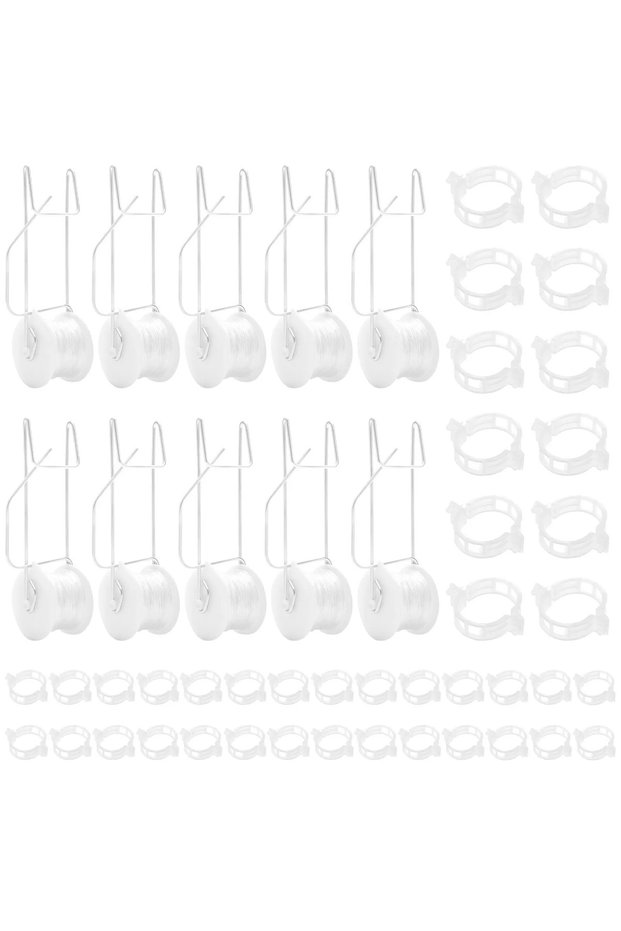 10PCS 10pcs Tomato Roller Hook With 15m Rope Versatile Strong Load Bearing Flower Vine Crop Trellis