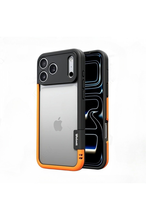 iPhone17 Pro Max Black orange Luxury Silicone Frame Heat Dissipation Case for IPhone Air 17 Pro Max
