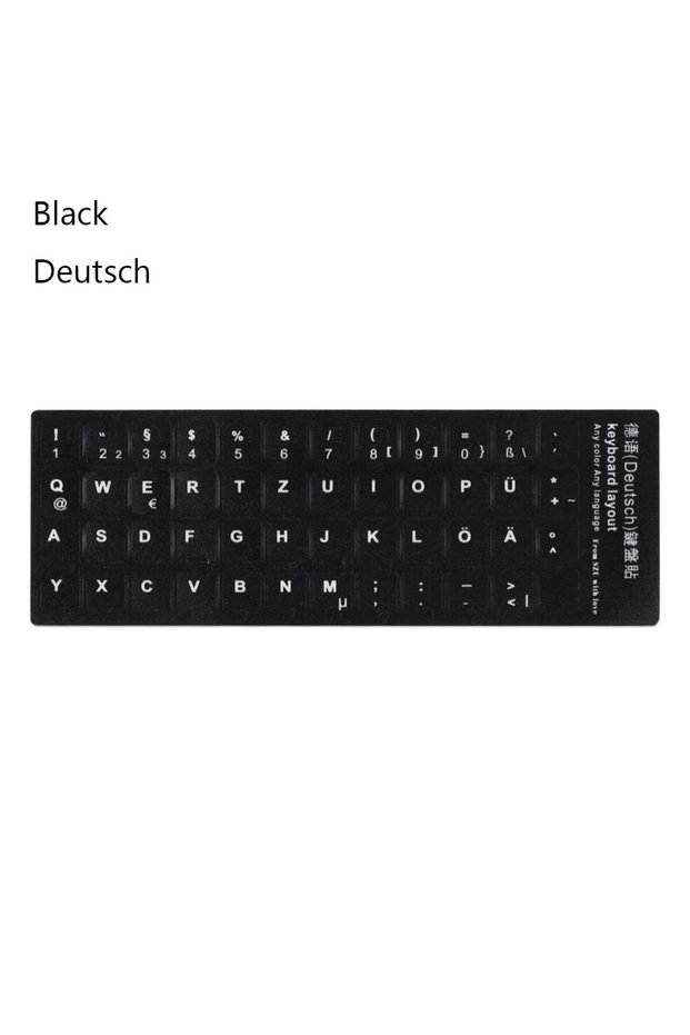 Black-Deutsch Wear-resistant Keyboard Stickers Spanish/English/Russian/Deutsch/Arabic/Italian/Japane
