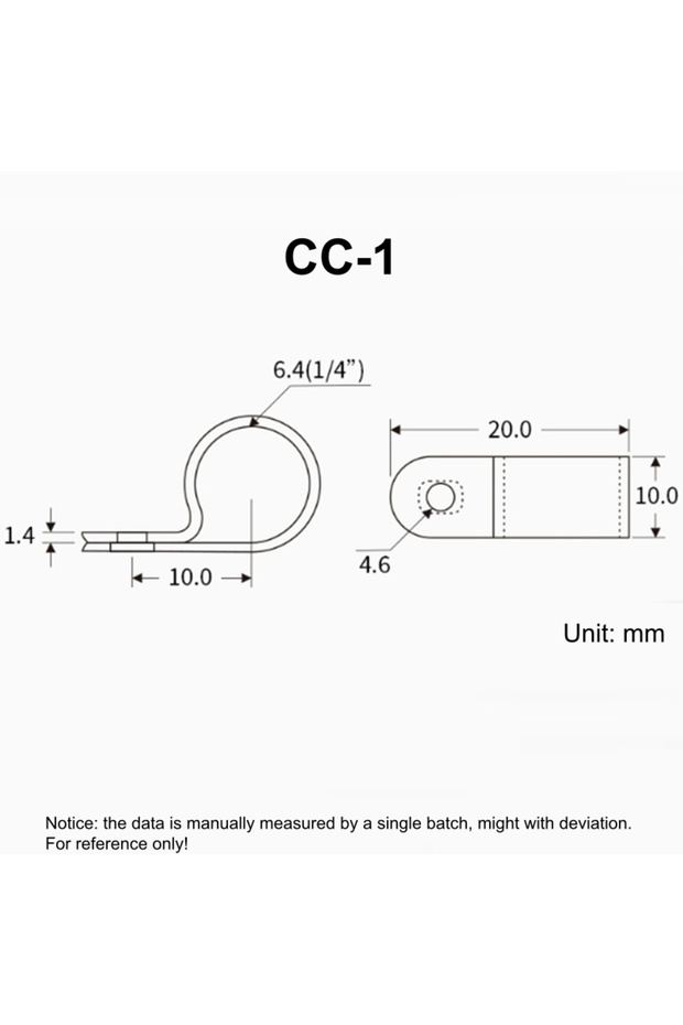CC-1 white 100pcs 100pcs White R Shape Cable Clips Screw Fixing Nylon PA66 Plastic Desk Office Elect