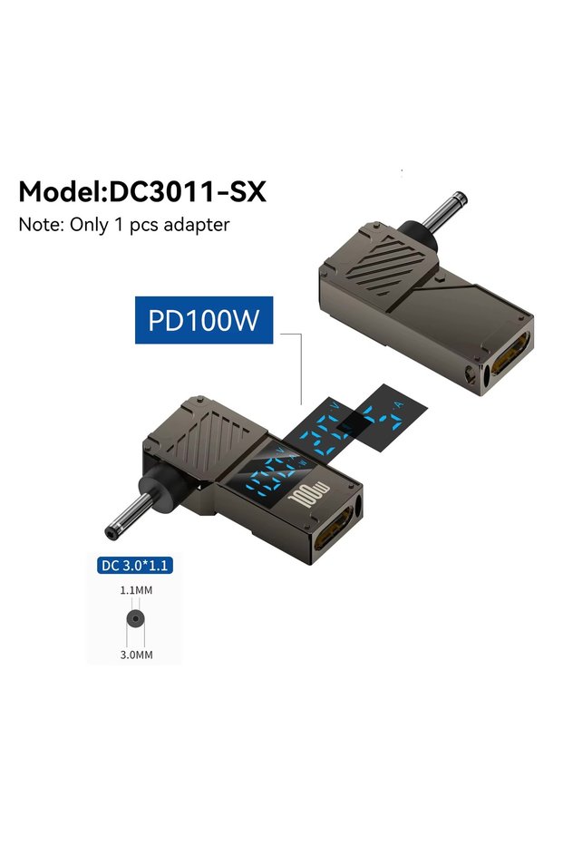 30x11 SX PD100W Type-C To DC Plug Converter USB C To DC Laptop Charging Adapter Power Charger Connec