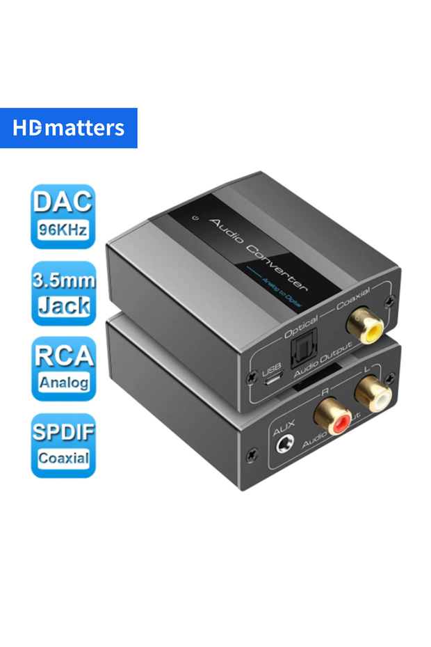 Other Check note Analog to Digital Audio Converter PCM L/R 3.5mm Aux Jack Stereo Audio to Optical To