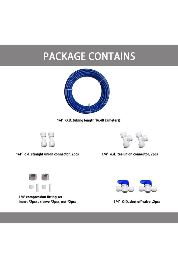 RO Water Systems Ice Maker Kit 1/4" for Reverse Osmosis Systems and Water Filters (Blue)