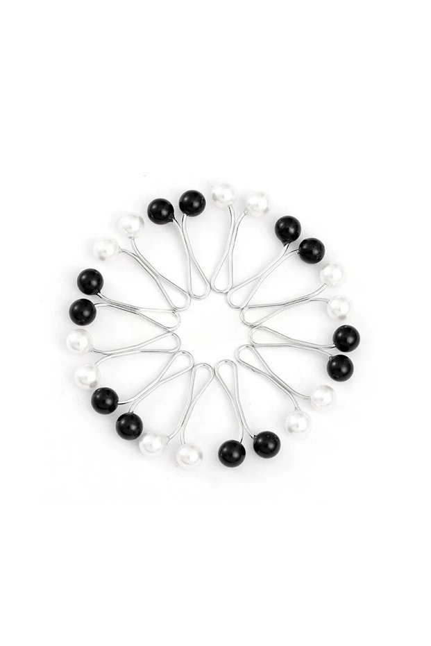 12pcs-2colors 12pcs Women Hijab Pins Clips Set Cute Scarf Clip Pearl Brooch Pins, Headscarf Shawl Sc