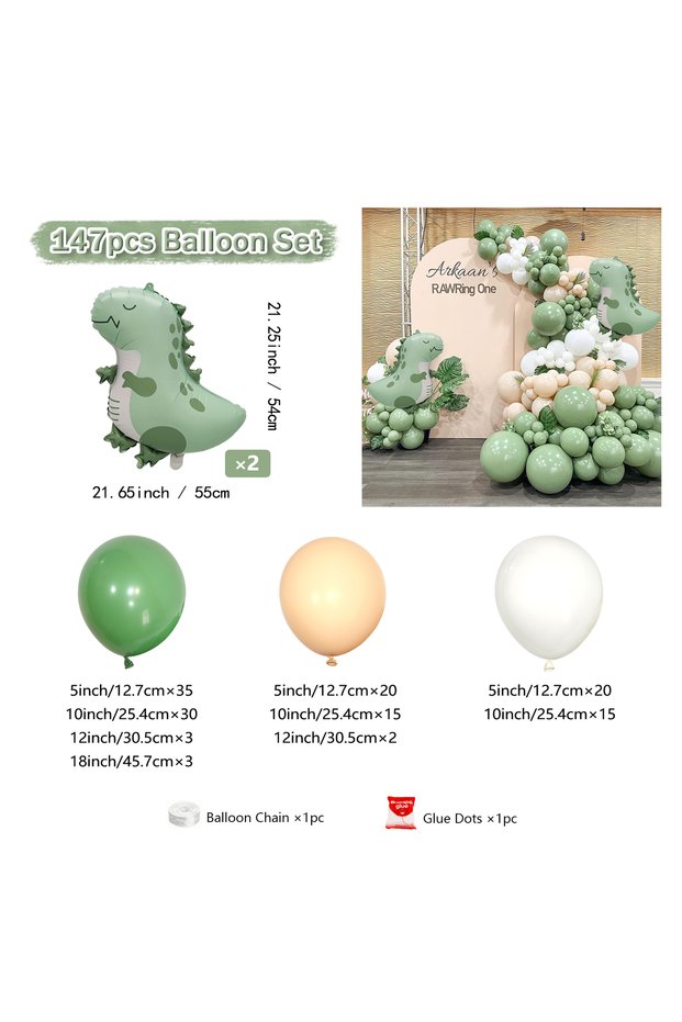 Other Balloon Set 147 Cartoon Dinosaur Birthday Balloon Set, Jungle Theme Party, Birthday Party, Chi