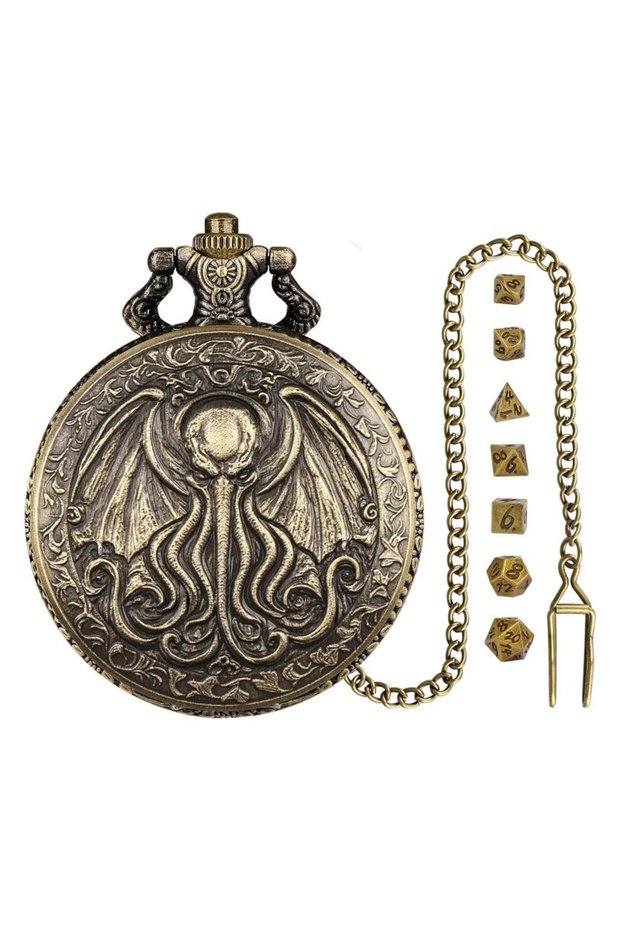 e 7Pcs Mini Metal Dice And A Pocket Watch Set Portable Polyhedral Dice Suitable For Party Tabletop G