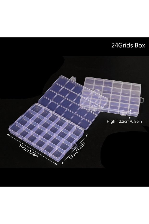 24Grids 15/24/28Grids Transparent Plastic Organizer Box Jewelry Beads Storage Container DIY Crafts E