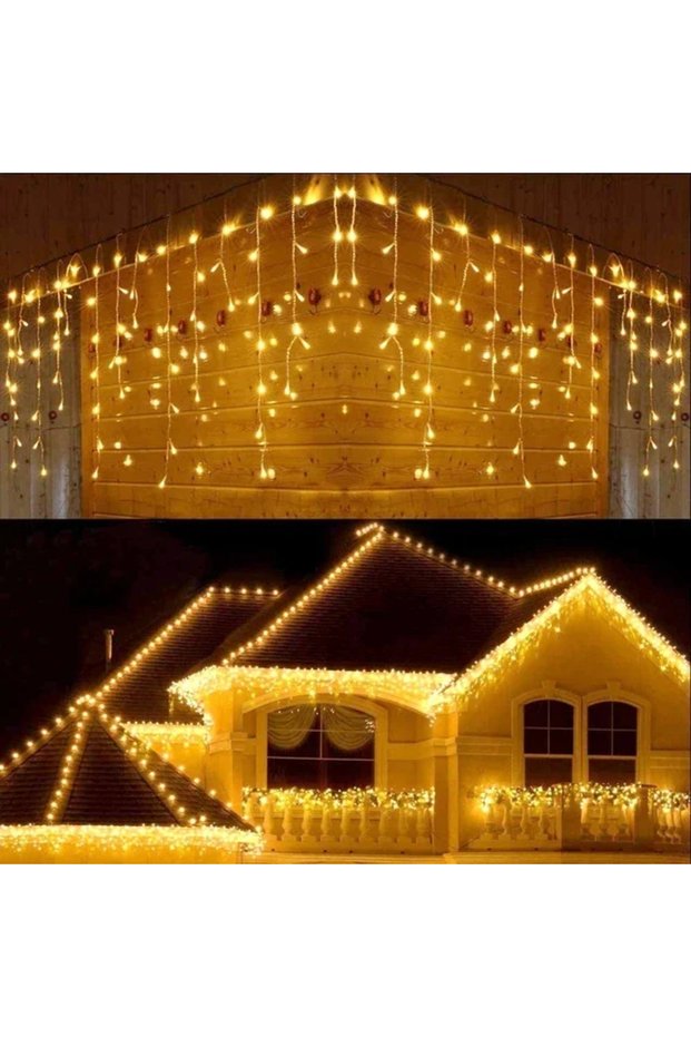 220V EU Plug Warm White Christmas Garland LED Curtain Icicle Lights Festoon LED Light Droop Waterfal