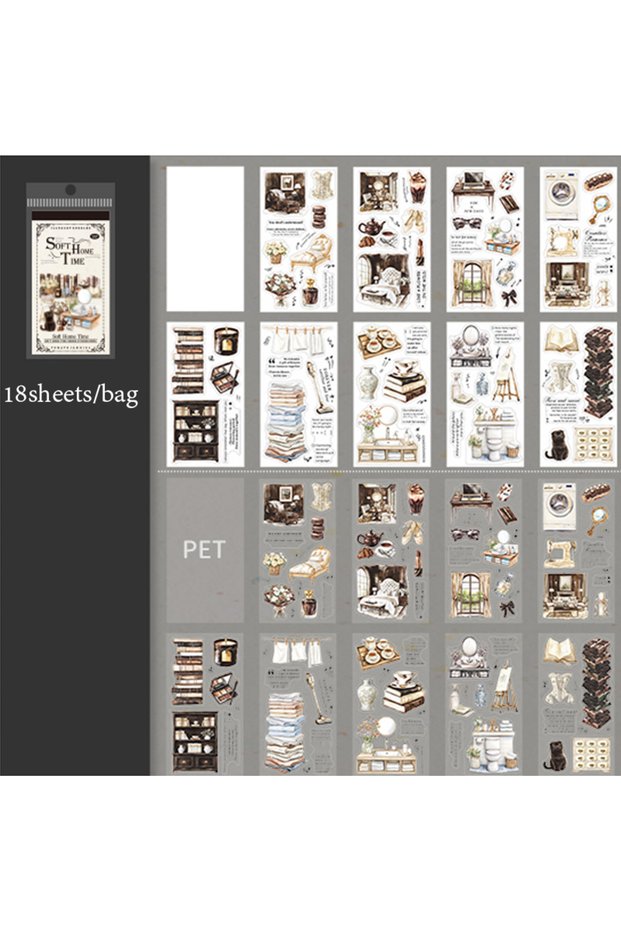 S26109-4 Mr Paper 18pcs/bag Soft House Time Series Home Landscaping Dual Material Die-cut Sticker Bo
