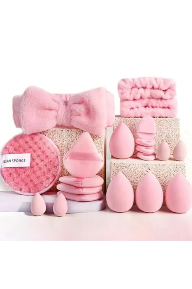 PINK 20PCS 20Pcs Makeup Sponge Kit Beauty Sponges Blender Triangel Powder Puff Mini Make up Sponges