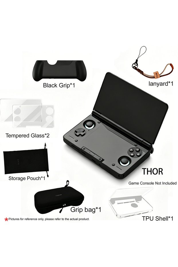 Package 10 4-in-1 Accessories for AYN THOR Handheld: Tempered Glass Screen Protector, Storage Bag, P
