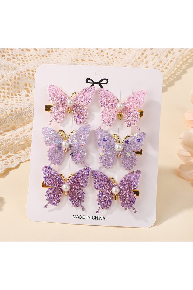 FJ4346-6X 6Pcs Colorful Butterfly Hairpins Girl Hair Clips Barrettes Women Sweet Hair Ornament Rainb
