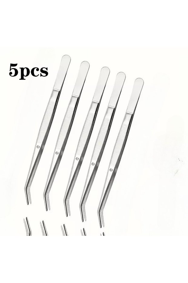 5pcs 1/2/5pcs Stainless Steel Multi-Purpose Tweezers Perfect For Nail Art, Dental Crystals Cotton Pi