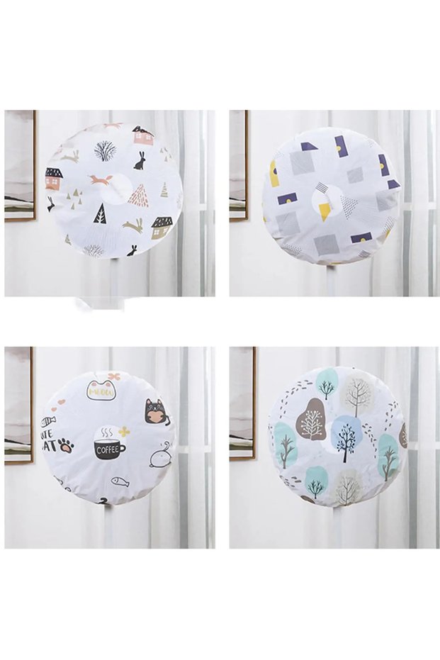 random color 1pc-Fan Protective Cover Dust Cover, Waterproof Fan Cover Household Universal Round Flo