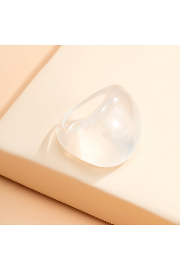 01 IngeSight.Z Korean Transparent Acrylic Geometric Chunky Rings Women Charm Colourful Rainbow Resin