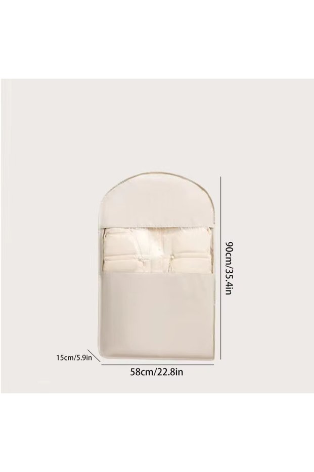 Beige-S 1pc Down Jacket Compressed Dust Cover Clothes Compression Hanging Bag Household Visible Clot