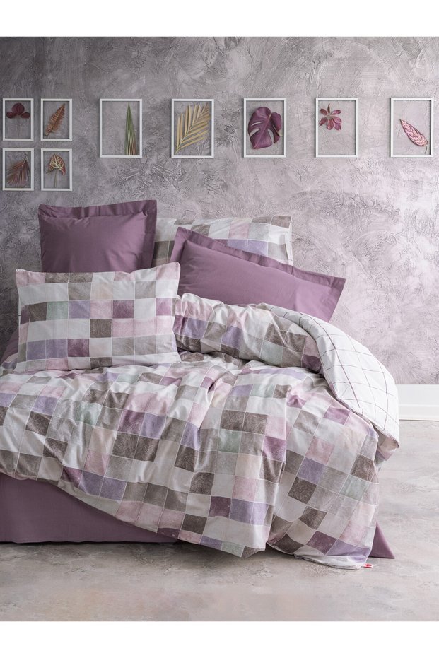 Minimal Single Duvet Cover Set - Elastic and Maro Dried Rose