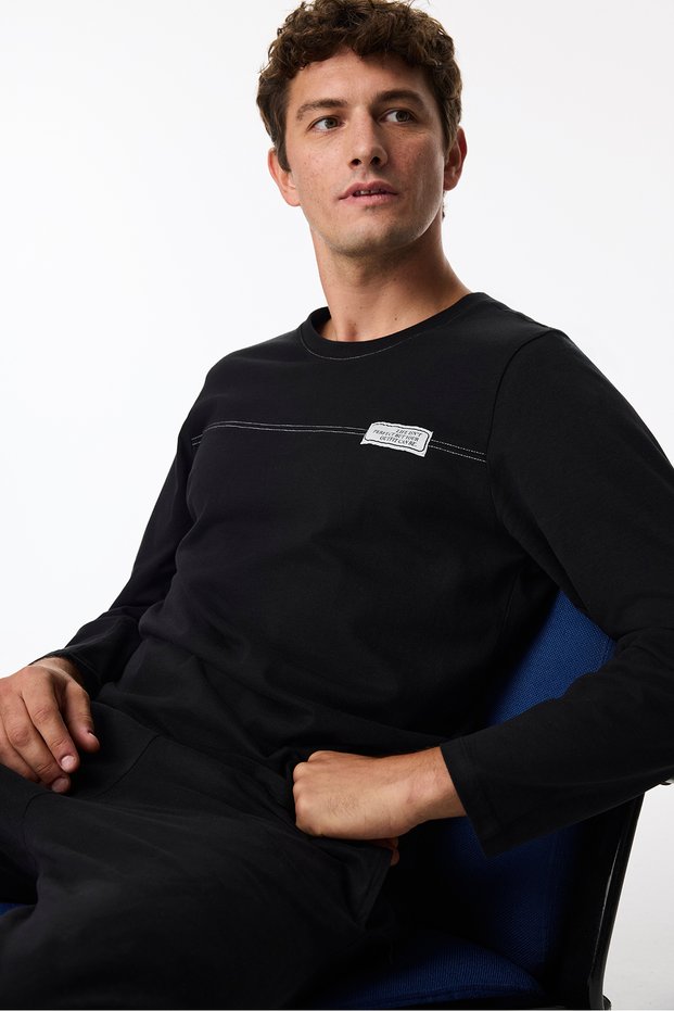 Men's Black Composure Long Sleeve Jogger Pajama Set
