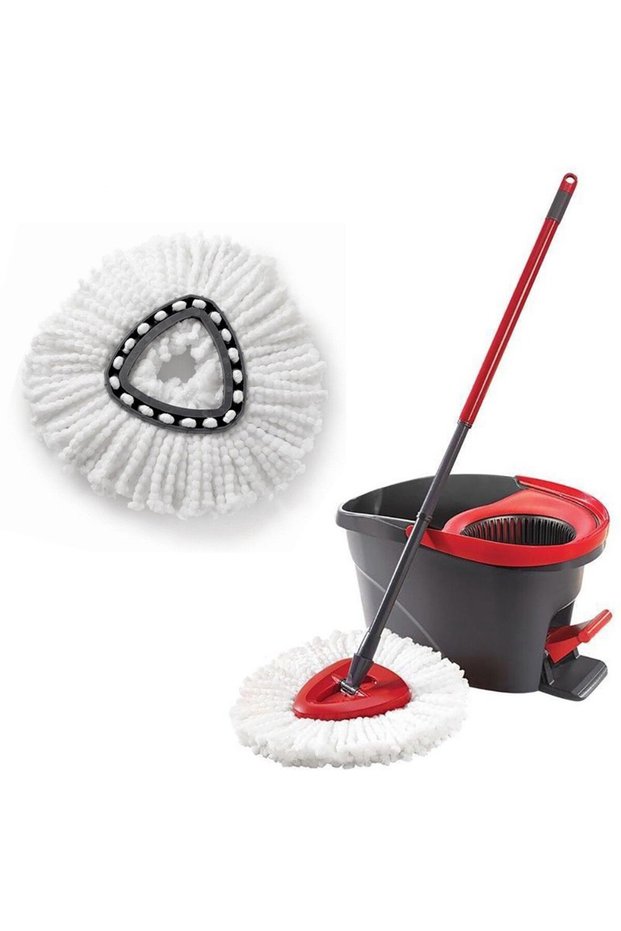 White 1pc Replacement Microfibre Spin Mop Clean Refill Head for O-Cedar EasyWring Household Cleanin