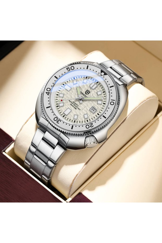 No 6672White QINGXIYA Top Brand Luxury Men's Quartz Watches High Qualit Stainless Steel Strap Waterp
