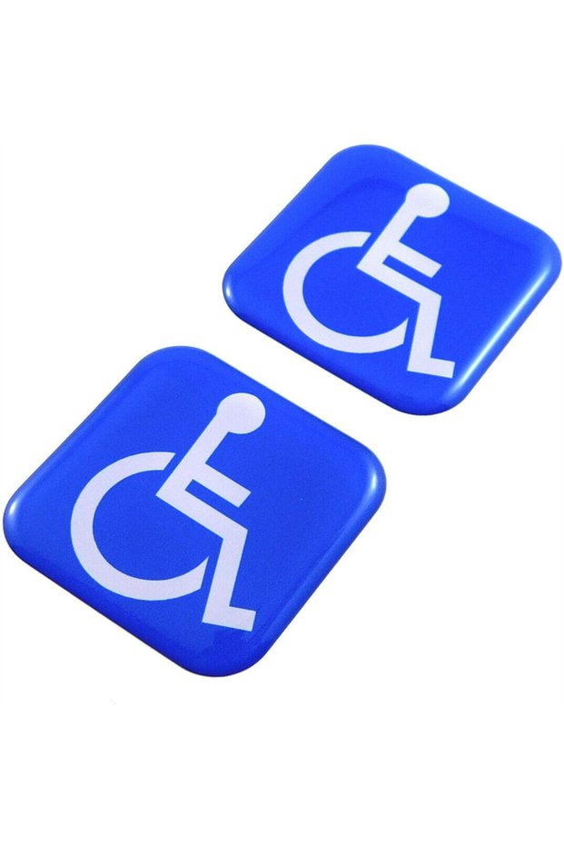 2 PC Handicap Square Domed Decal Car Bike Gel Stickers Car Motorcycle Helmet Cars Car Emblems 2pc