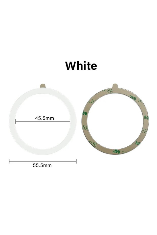 White 1PCS Magsafe Colourful Silicone Magnetic Metal Ring Universal Sticker Support Wireless Charger