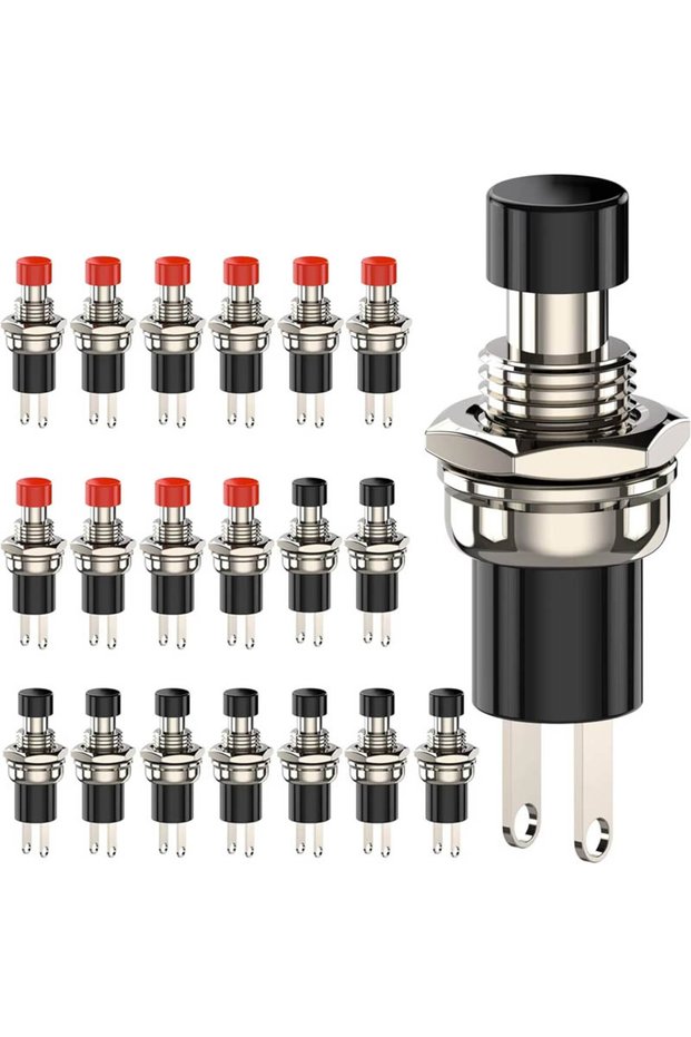6pcs mix 6pcs Momentary Push Button Switch, 1A 250VAC SPST Mini Pushbutton Switches Normally Open(NO