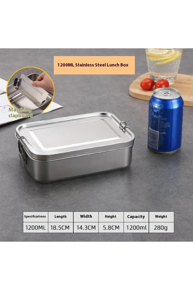 1200ml 304 Stainless Steel 1200/2400ml Lunch Box Bento Box Metal Food Storage Container with Locking