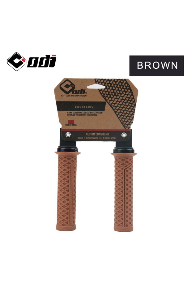 VS-21 Brown ODI VS-21 MTB Handlebar Grips Silicone Lock-On Bicycle Cover Updated Waffle Pattern Anti