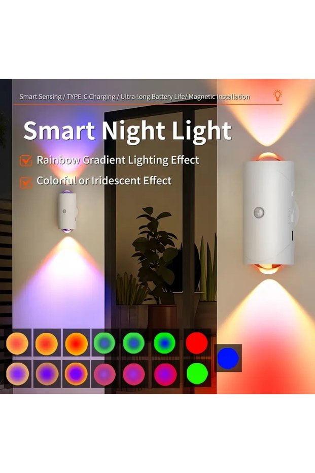 RGB colors RGB Gradient LED Night Light with Motion Sensor Wall Lamp Rechargeable Ambient Light Dimm