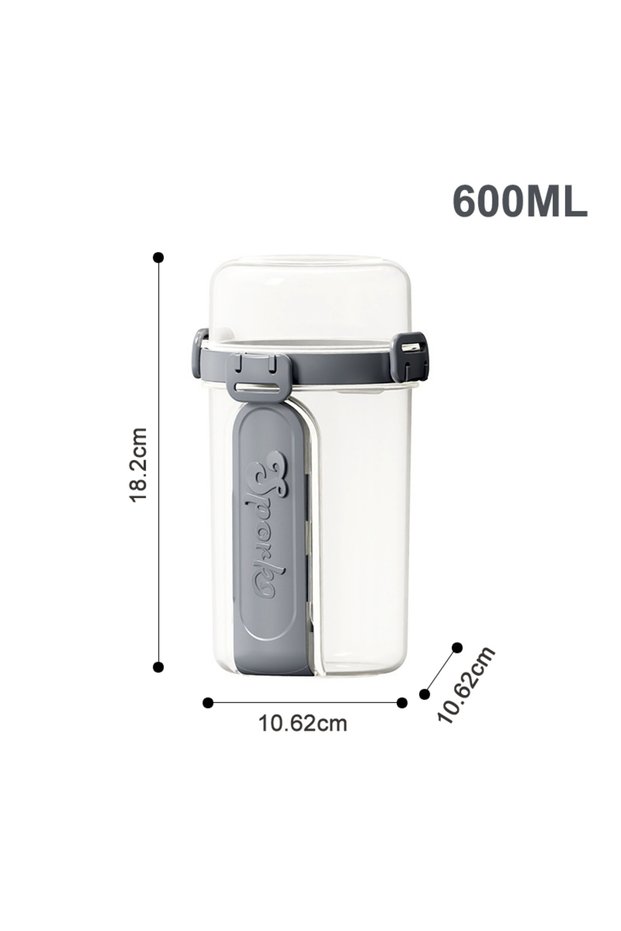 C ❤Salad Cup Portable Light Meal Cup, Vegetable Snack Fresh-Keeping Double-Layer Cup With Fork And S