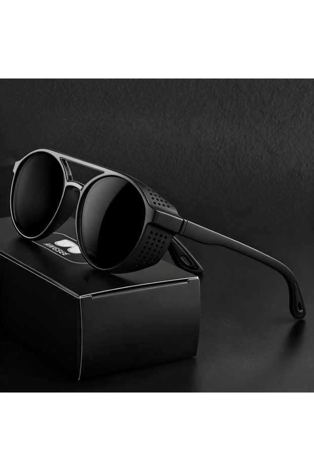 Round C1 Black Steampunk Sunglasses Polarized Sports sun glasses for Men Women; Round Running Glasse