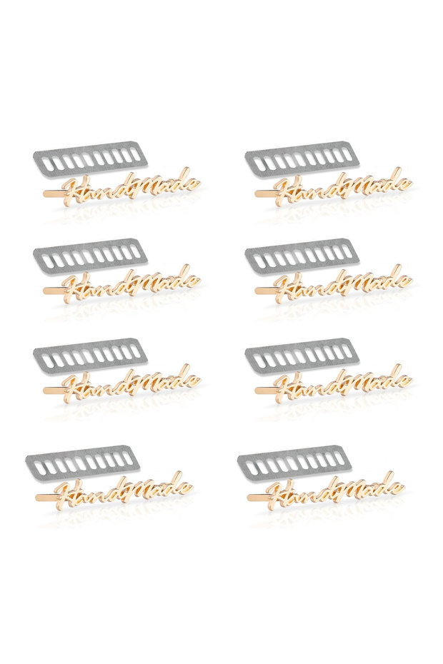 8Pcs Golden 8Pcs Metal Handmade Labels Letter Tags with Shim Zinc Alloy HandMade Purse Bags Sewing L