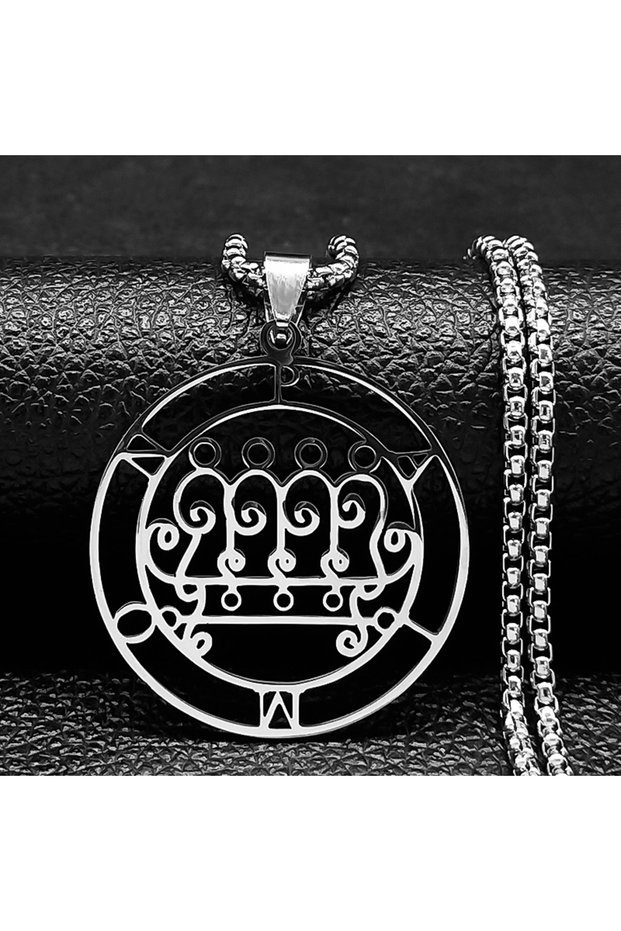 Paimon 50 BOX SR 2026 Fashion Sigeal Sigil De Lucifer Stainless Steel Satan Necklace Asmoday Lazer K