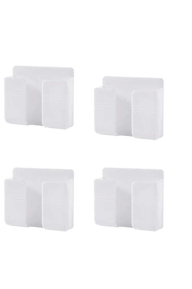 4PCS White 1/2/4pcs Smartphone Stand Wall Mounted Storage Box Wall Mounted Remote Control Charging D