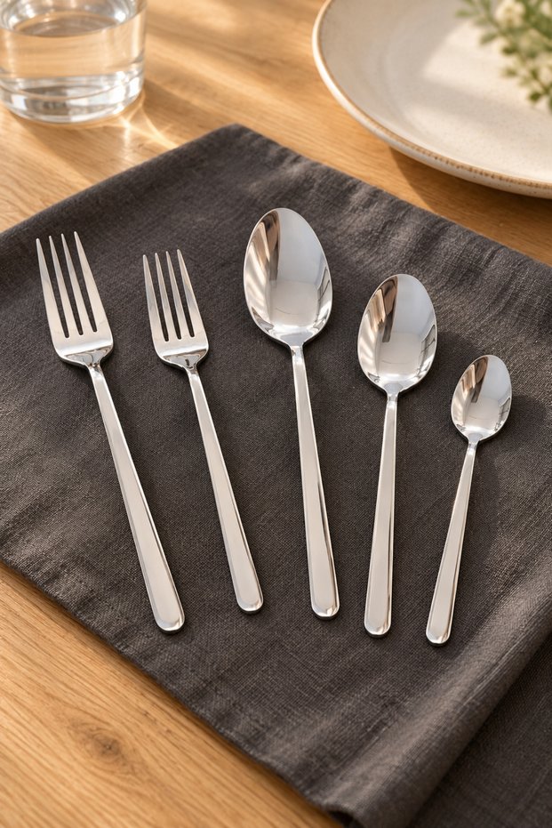 Lilyum 60 Piece 18/10 Stainless Steel Fork Spoon Set